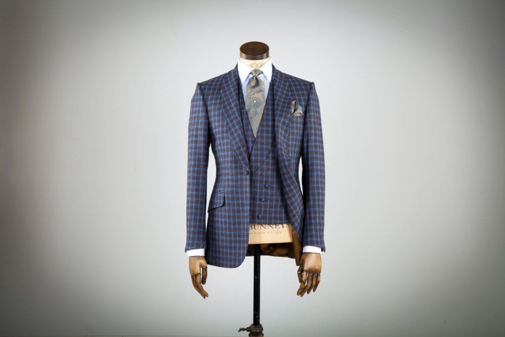 wedding suit with blue bold check made to measure 