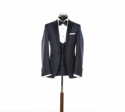 wedding blue black tie suit