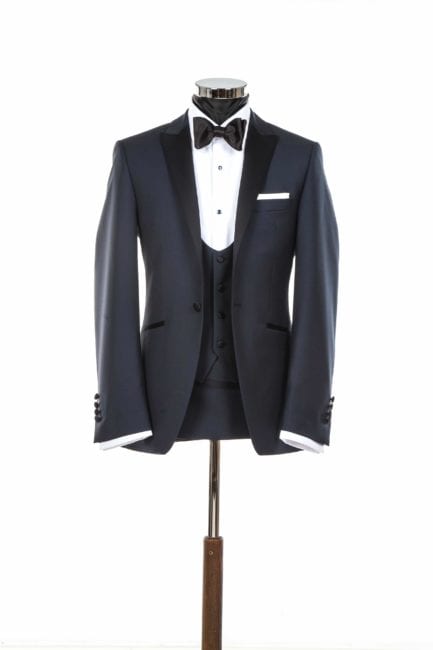 wedding blue black tie suit