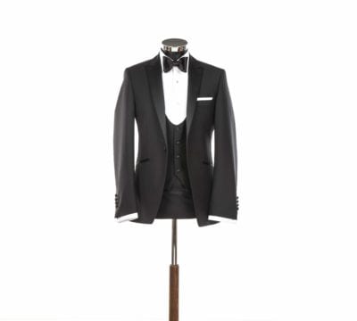 slim black dinner suit hire