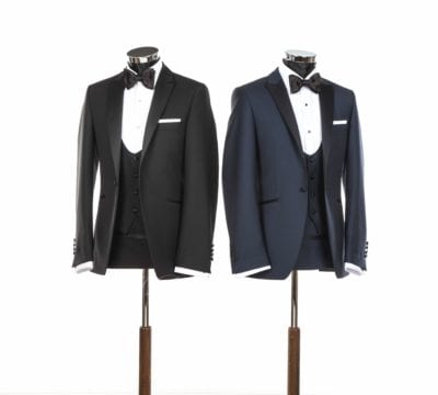 slim black tie wedding suit hire