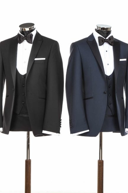 slim black tie wedding suit hire