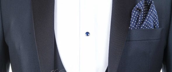 Slim black tie wedding suit