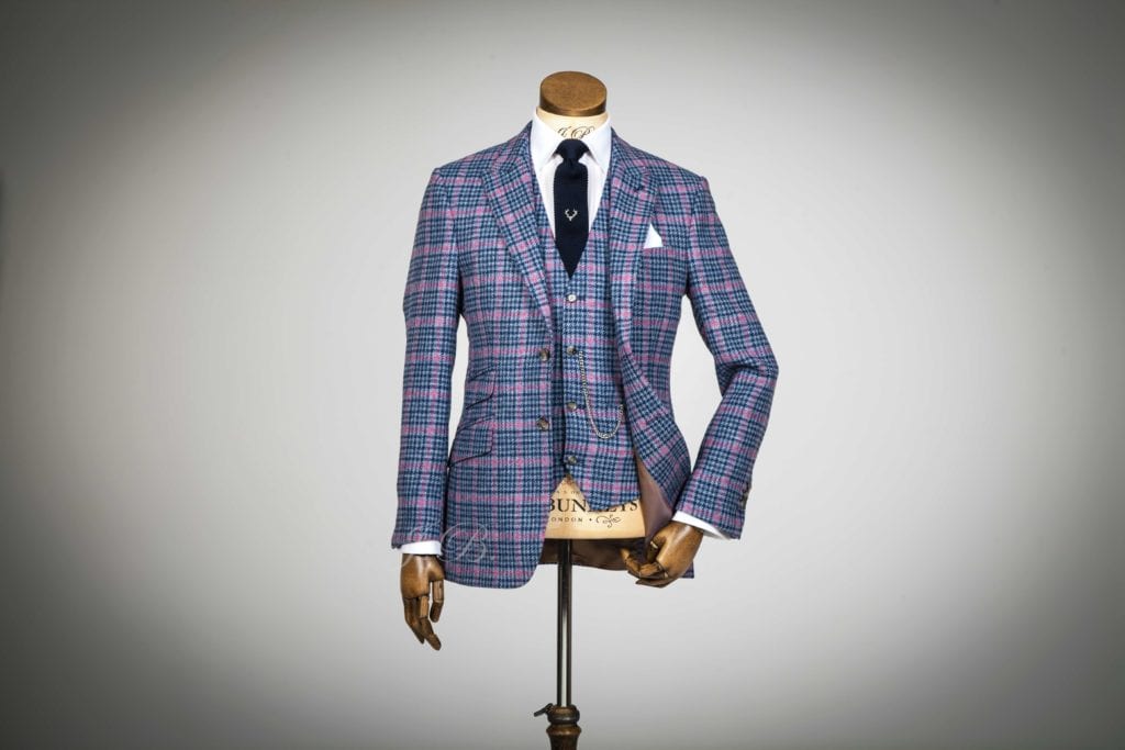 made to measure wedding suit blue check
