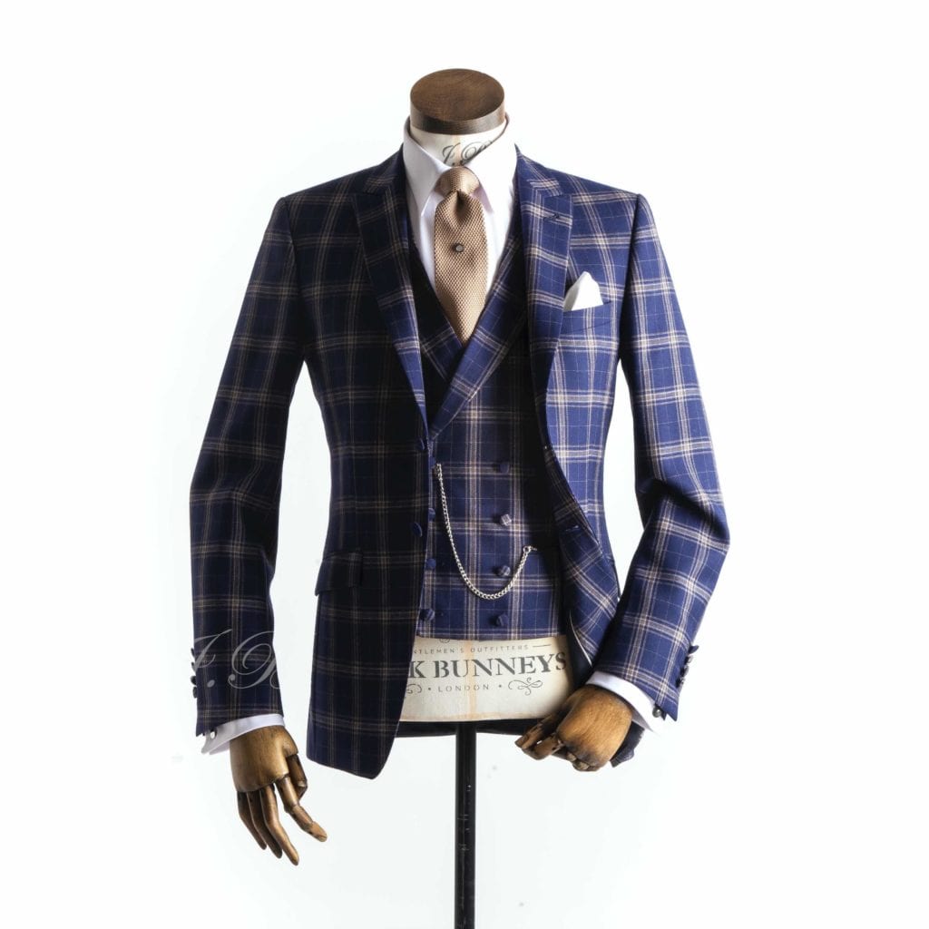 checked grooms slim fitting suit