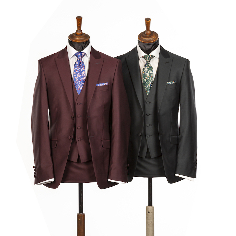 Luxury Wedding Suit Hire 2024 forest green and burgundy 