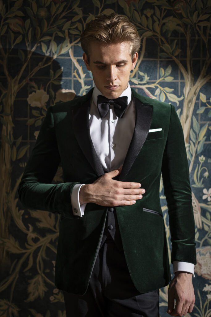 Green Velvet Dinner Jacket for Weddings